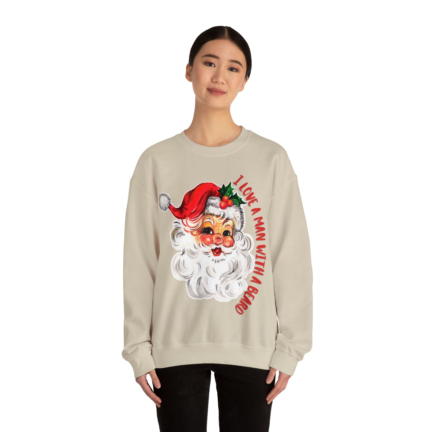 I Love a Man with a Beard Santa Crewneck Sweatshirt
